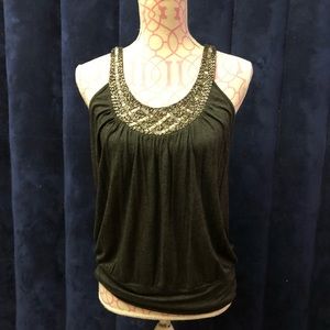 Gray tank with beaded front